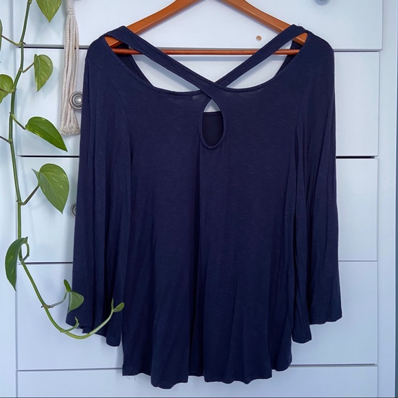 Olivia Moon Tops - Cross Back Navy Top